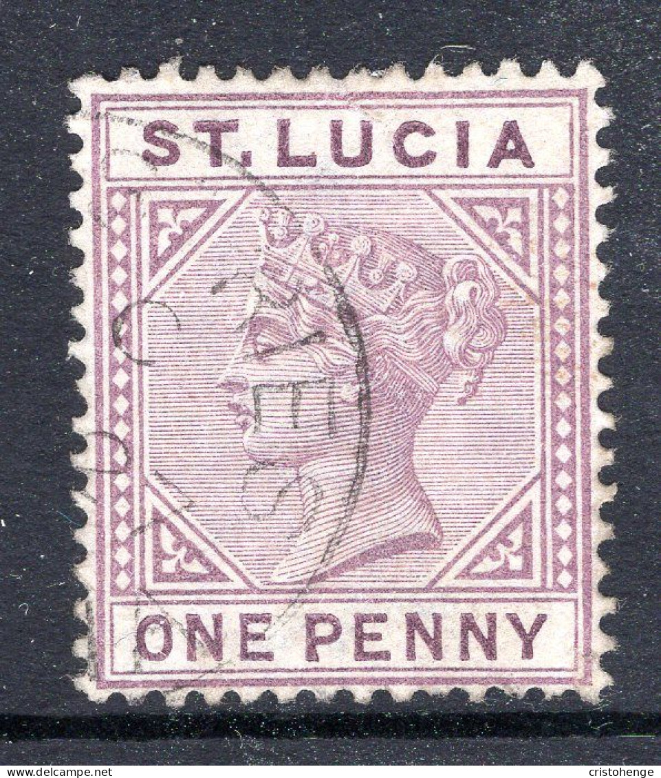 St Lucia 1891-98 QV - Wmk. Crown CA - Die II - 1d Dull Mauve Used (SG 44) - Ste Lucie (...-1978)