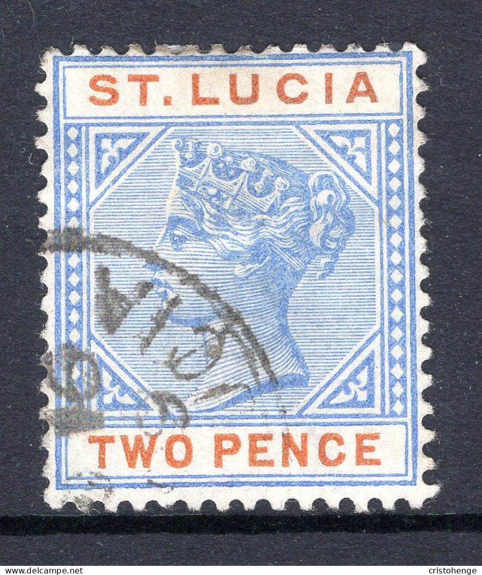 St Lucia 1891-98 QV - Wmk. Crown CA - Die II - 2d Ultramarine & Orange Used (SG 45) - St.Lucia (...-1978)