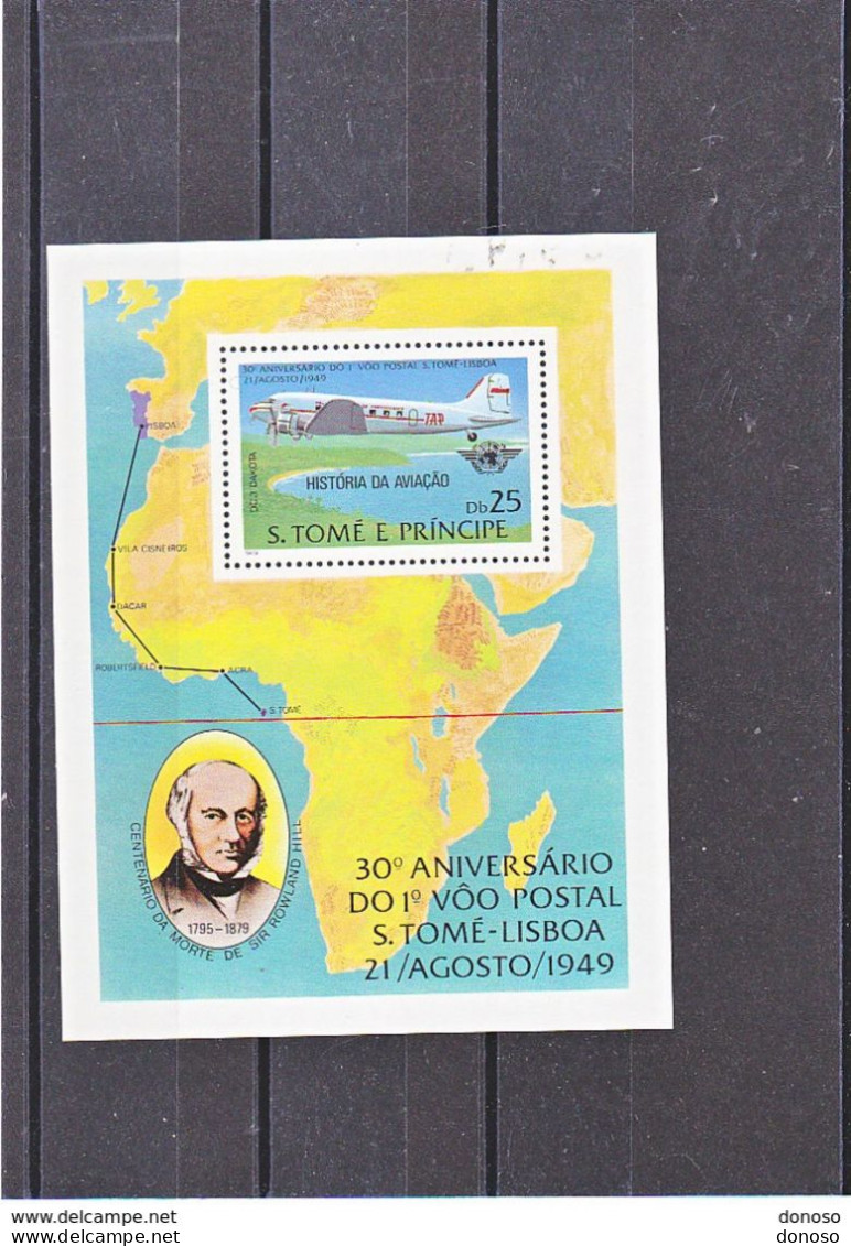 SAO TOME ET PRINCIPE  1979 AVIONS, Rowland Hill  Michel Bl 35 NEUF** MN Cote : 45 Euros - Sao Tomé Y Príncipe