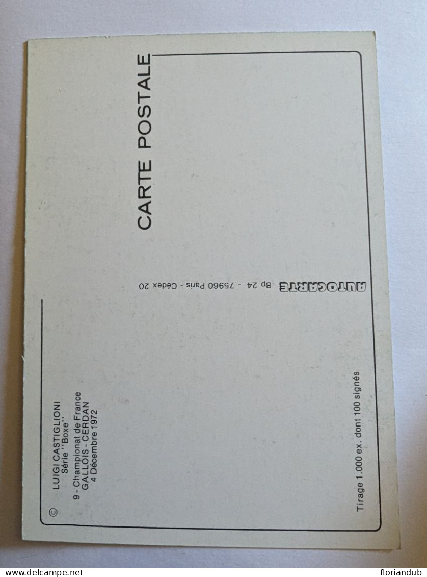 CP - Boxe Illustrateur Castiglioni Affiche Combat Gallois Cerdan 1972 - Boksen