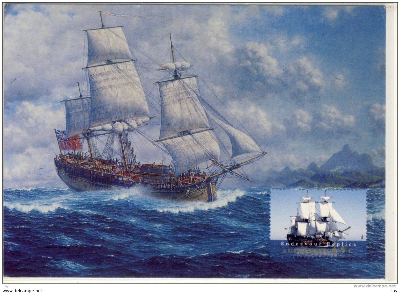 ENDEAVOUR  Catain Cook's Sail Ship Paintig By Oswald Brett PRE PAID POSTAGE - Gold Coast