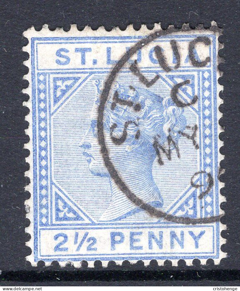 St Lucia 1891-98 QV - Wmk. Crown CA - Die II - 2½d Ultramarine Used (SG 46) - St.Lucia (...-1978)