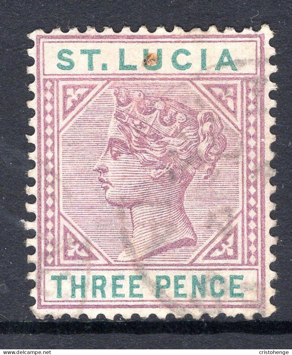 St Lucia 1891-98 QV - Wmk. Crown CA - Die II - 3d Dull Mauve & Green Used (SG 47) - Ste Lucie (...-1978)