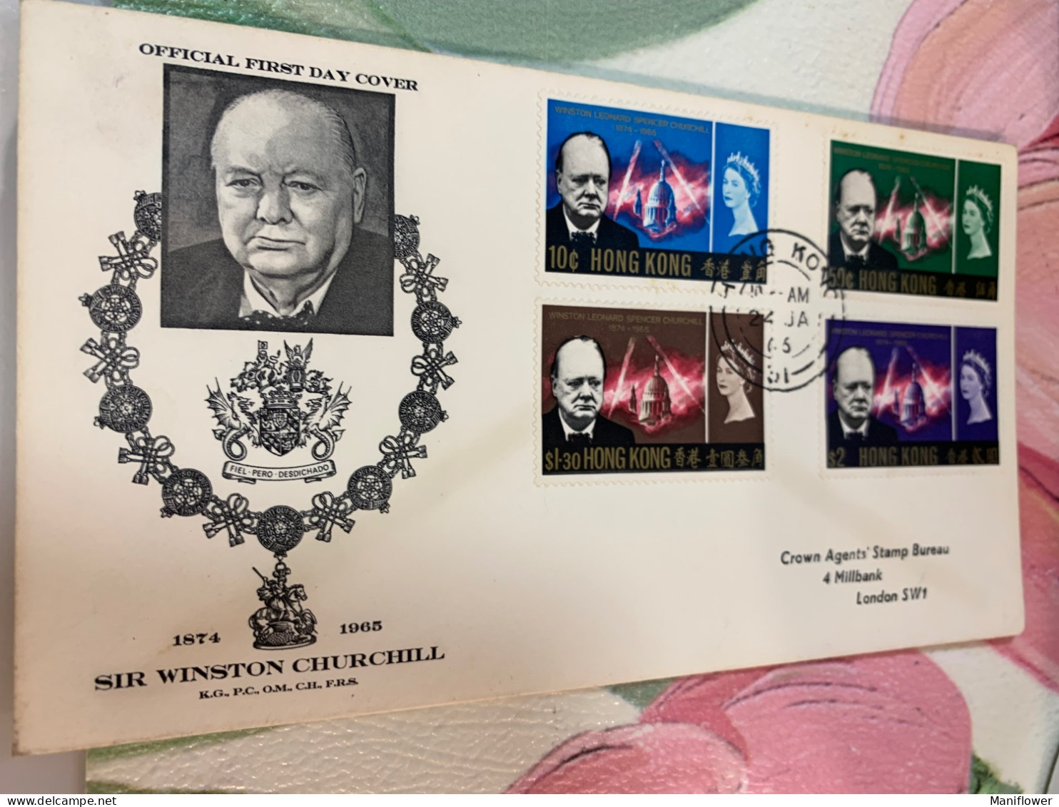 Hong Kong Stamp FDC 1965 Churchill - Brieven En Documenten