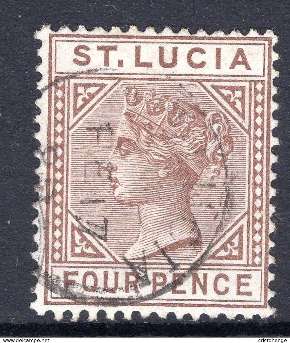 St Lucia 1891-98 QV - Wmk. Crown CA - Die II - 4d Brown Used (SG 48) - Ste Lucie (...-1978)