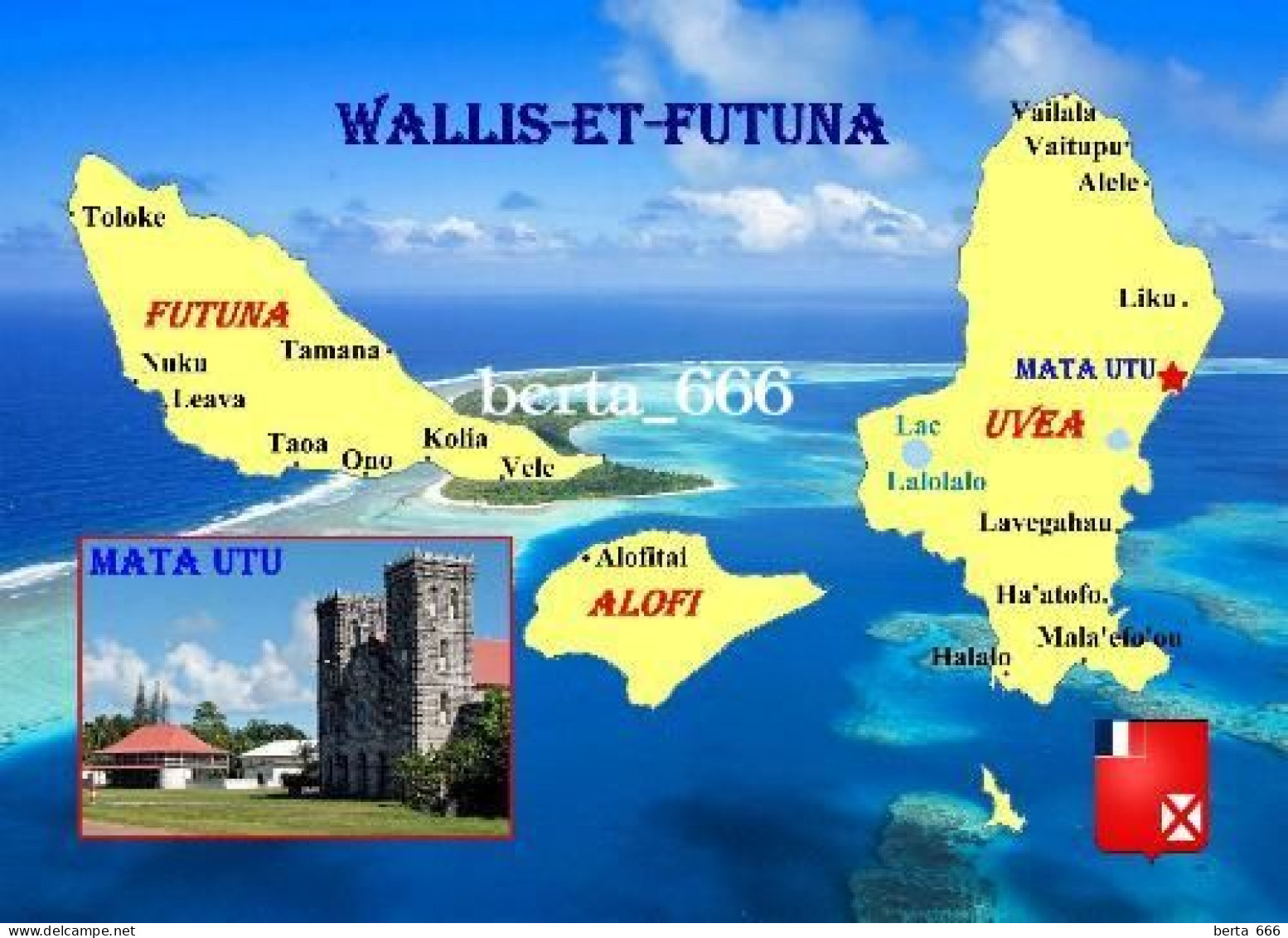 Wallis And Futuna Islands Map New Postcard * Carte Geographique * Landkarte - Wallis Y Futuna