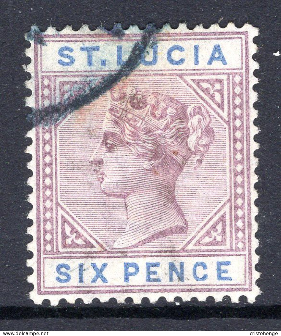 St Lucia 1891-98 QV - Wmk. Crown CA - Die II - 6d Dull Mauve & Blue Used (SG 49) - St.Lucia (...-1978)