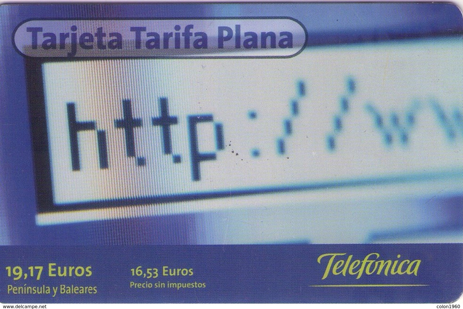 ESPAÑA. TELEFONICA - TARJETA TARIFA PLANA. 19,17€. 12-2008. (116P) - Telefonica