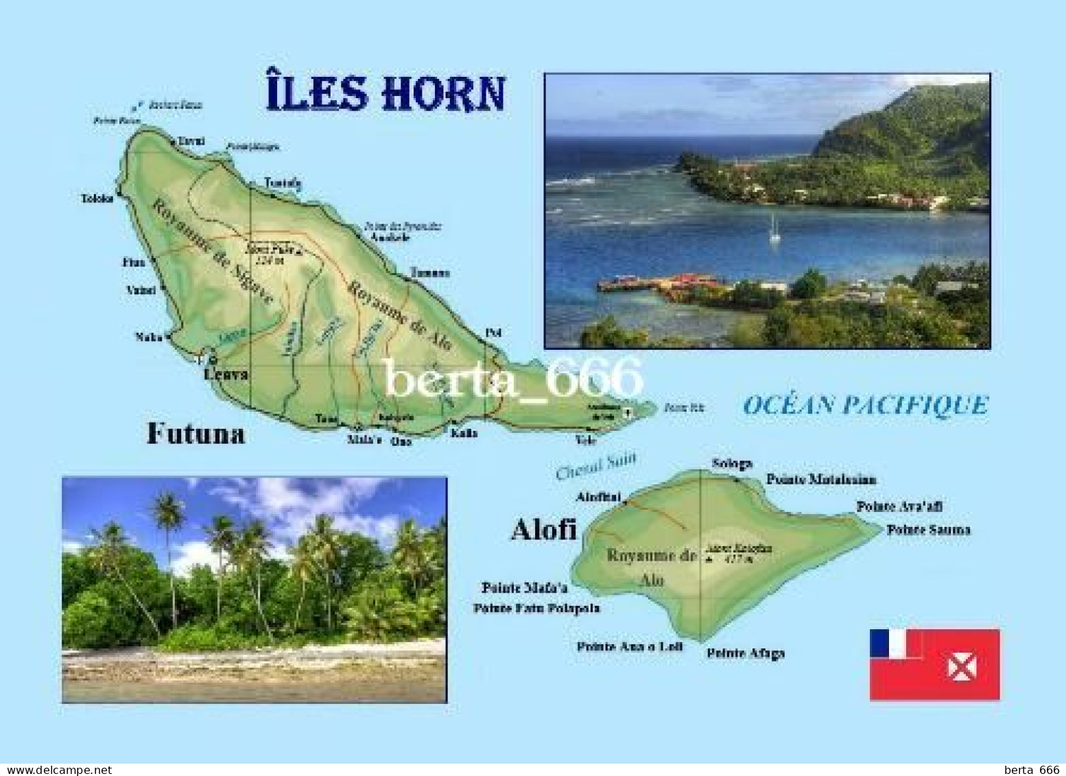 Wallis And Futuna Hoorn Islands Map New Postcard * Carte Geographique * Landkarte - Wallis And Futuna