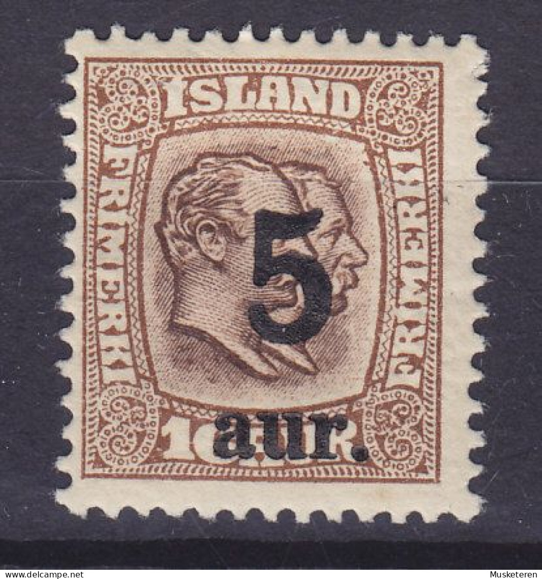 Iceland 1921 Mi. 105, 5 Aur Auf 16 Aur Overprinted Aufdruck, MH* (2 Scans) - Unused Stamps