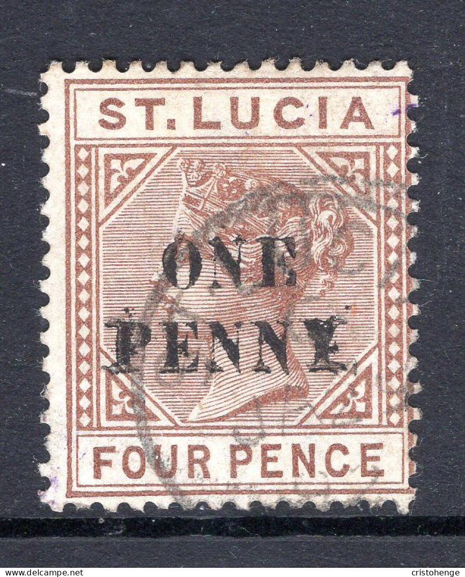 St Lucia 1891-92 QV - Surcharges - 1d On 4d Brown Used (SG 55) - St.Lucia (...-1978)