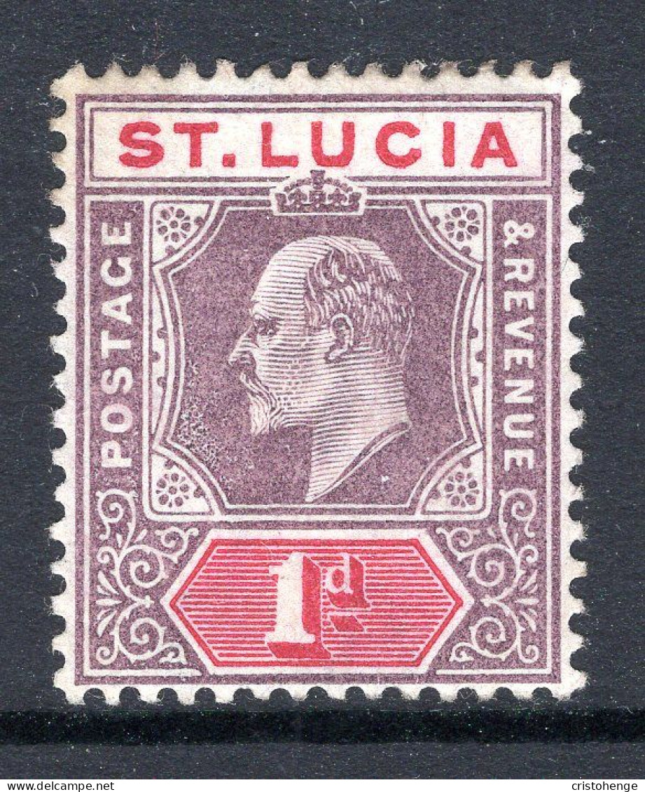 St Lucia 1902-03 KEVII - Wmk. Crown CA - 1d Dull Purple & Carmine HM (SG 59) - Ste Lucie (...-1978)