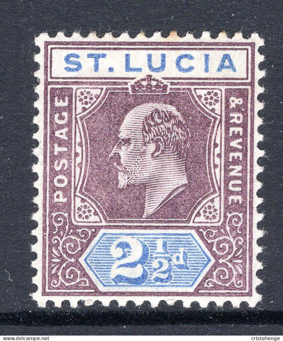 St Lucia 1902-03 KEVII - Wmk. Crown CA - 2½d Dull Purple & Ultramarine HM (SG 60) - St.Lucia (...-1978)