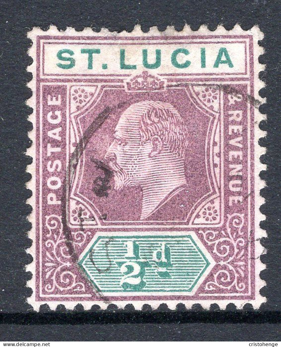 St Lucia 1902-03 KEVII - Wmk. Crown CA - ½d Dull Purple & Green Used (SG 58) - St.Lucia (...-1978)