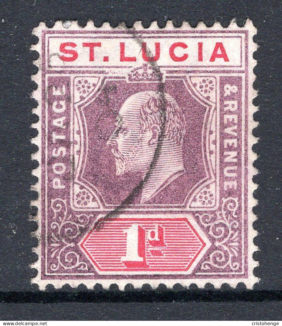 St Lucia 1902-03 KEVII - Wmk. Crown CA - 1d Dull Purple & Carmine Used (SG 59) - Ste Lucie (...-1978)