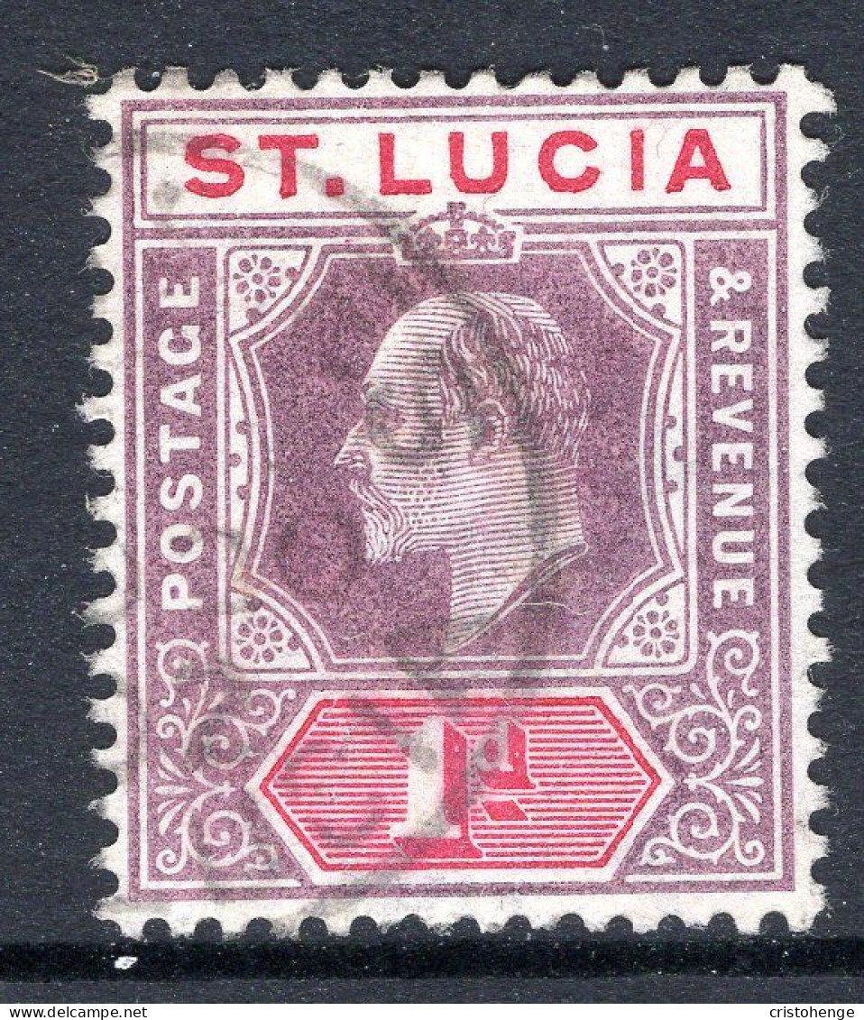 St Lucia 1902-03 KEVII - Wmk. Crown CA - 1d Dull Purple & Carmine Used (SG 59) - Ste Lucie (...-1978)