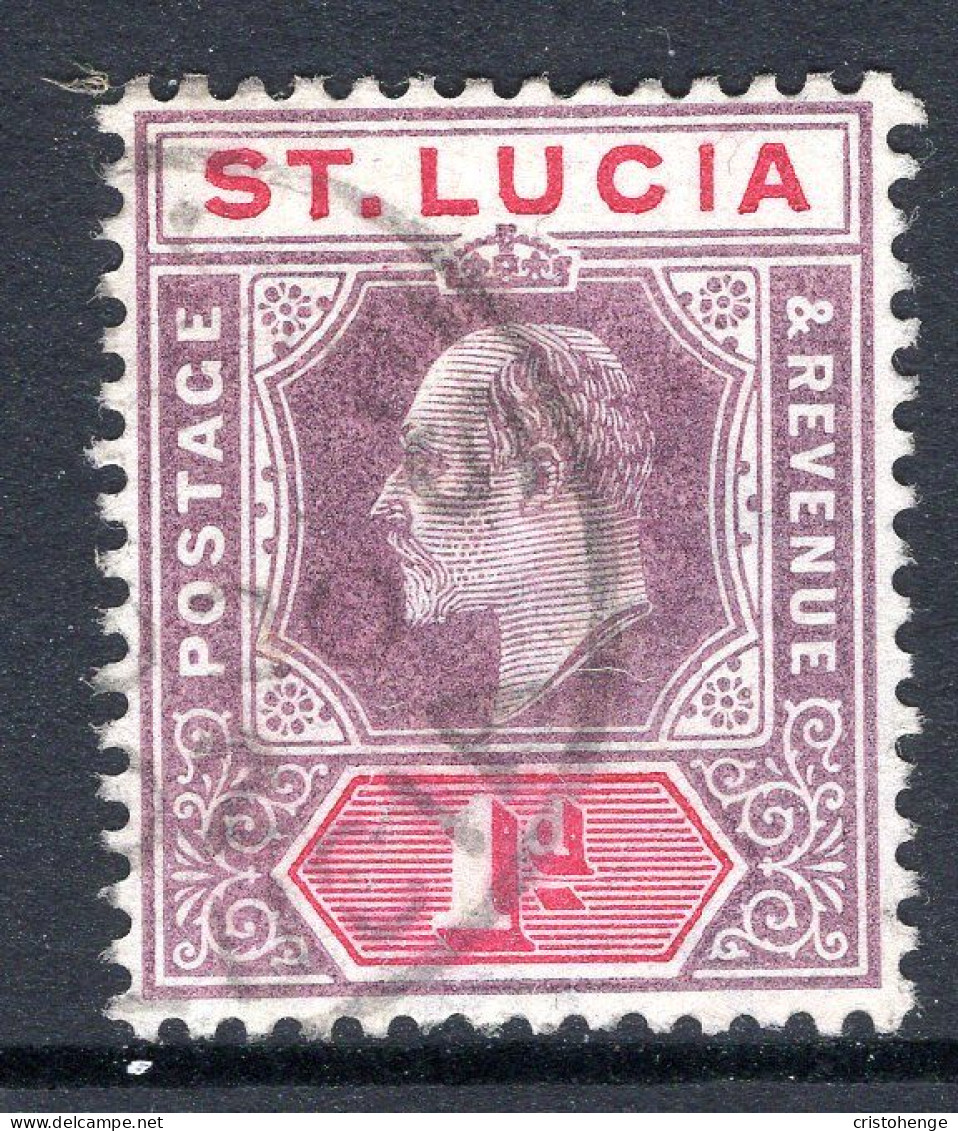 St Lucia 1902-03 KEVII - Wmk. Crown CA - 1d Dull Purple & Carmine Used (SG 59) - St.Lucia (...-1978)