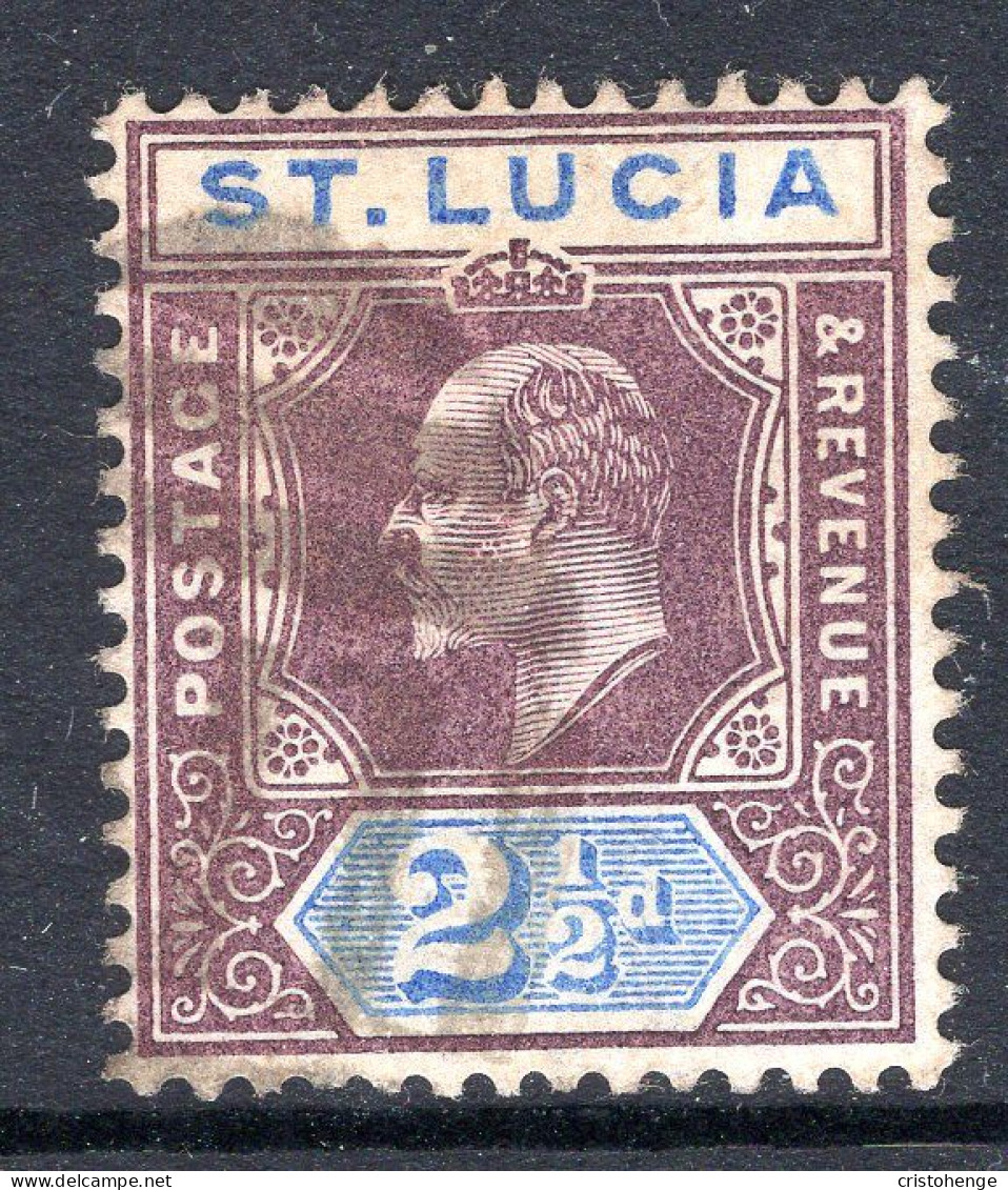 St Lucia 1902-03 KEVII - Wmk. Crown CA - 2½d Dull Purple & Ultramarine Used (SG 60) - Ste Lucie (...-1978)