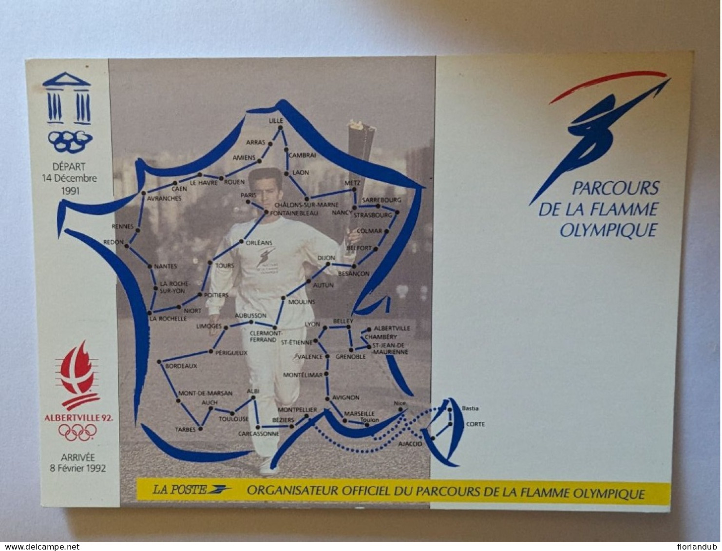 CP - La Flamme Olympique Le Parcours La Poste Albertville 92 - Juegos Olímpicos