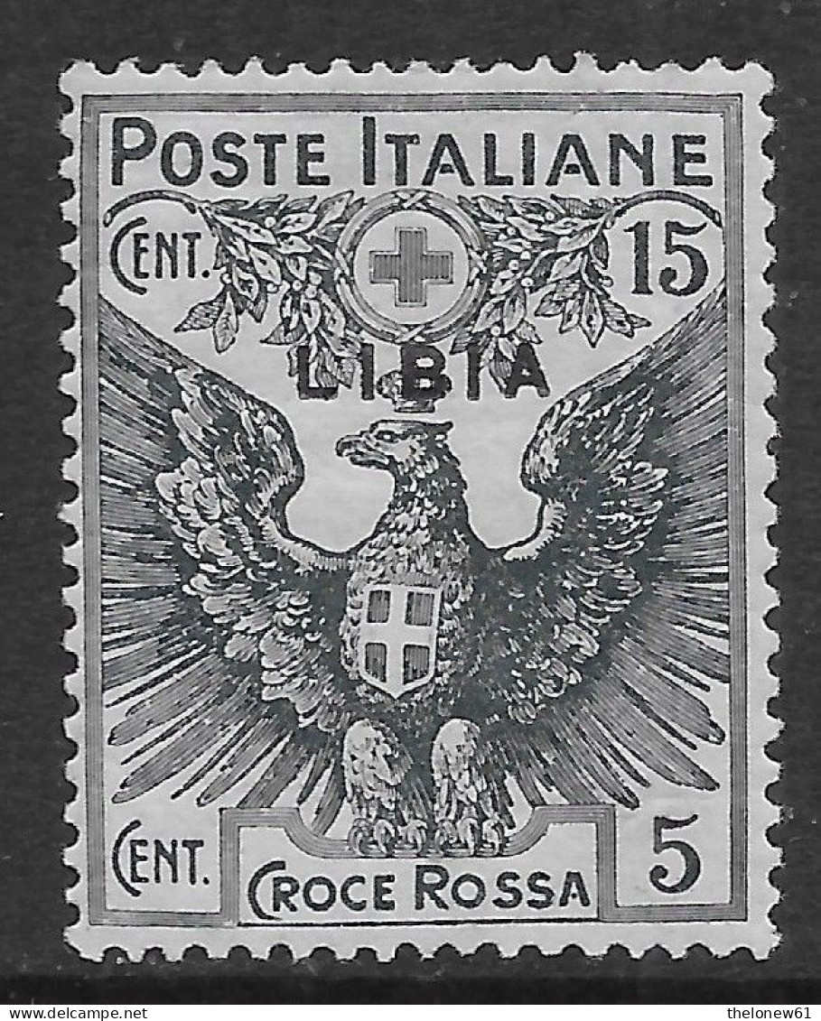 Italia Italy 1915 Colonie Libia Croce Rossa 15c Sa N.14 Nuovo MH * - Libya