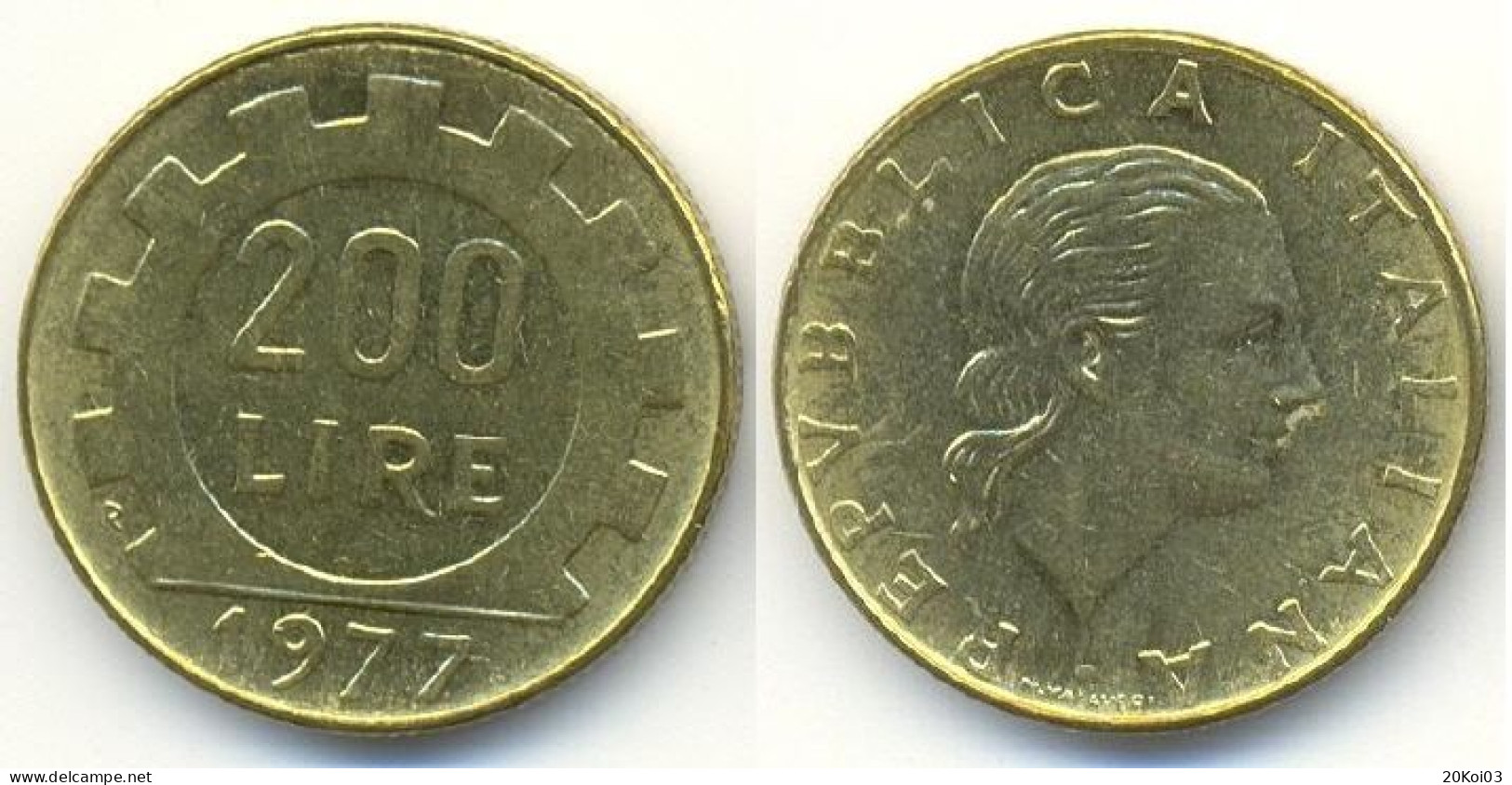 Italie Monnaie 200 Lire 1977 ITALIE (TB), REPVBBLICA ITALIANA - 200 Liras