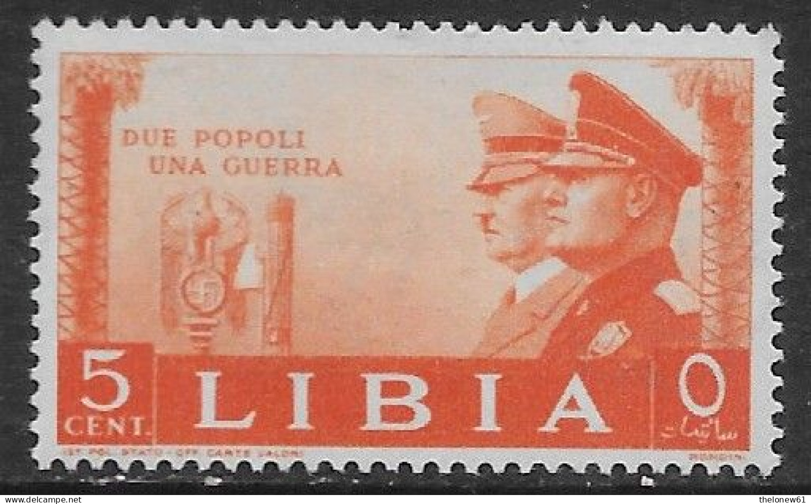 Italia Italy 1941 Colonie Libia Fratellanza Italo-tedesca C5 Sa N.171 Nuovo MH * - Libya