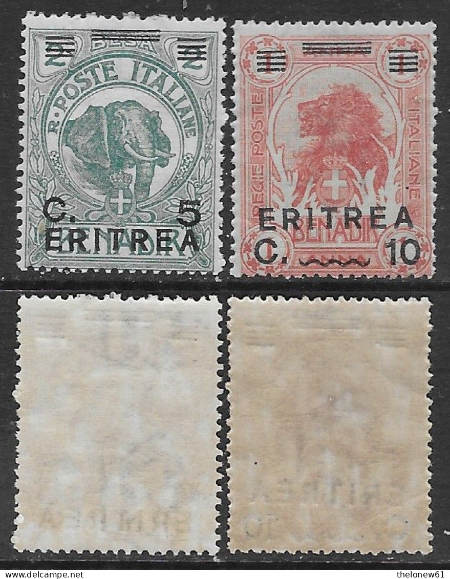 Italia Italy 1922 Colonie Eritrea Somalia Soprastampati 2val Sa N.55-56 Nuovi Integri MNH ** - Eritrea