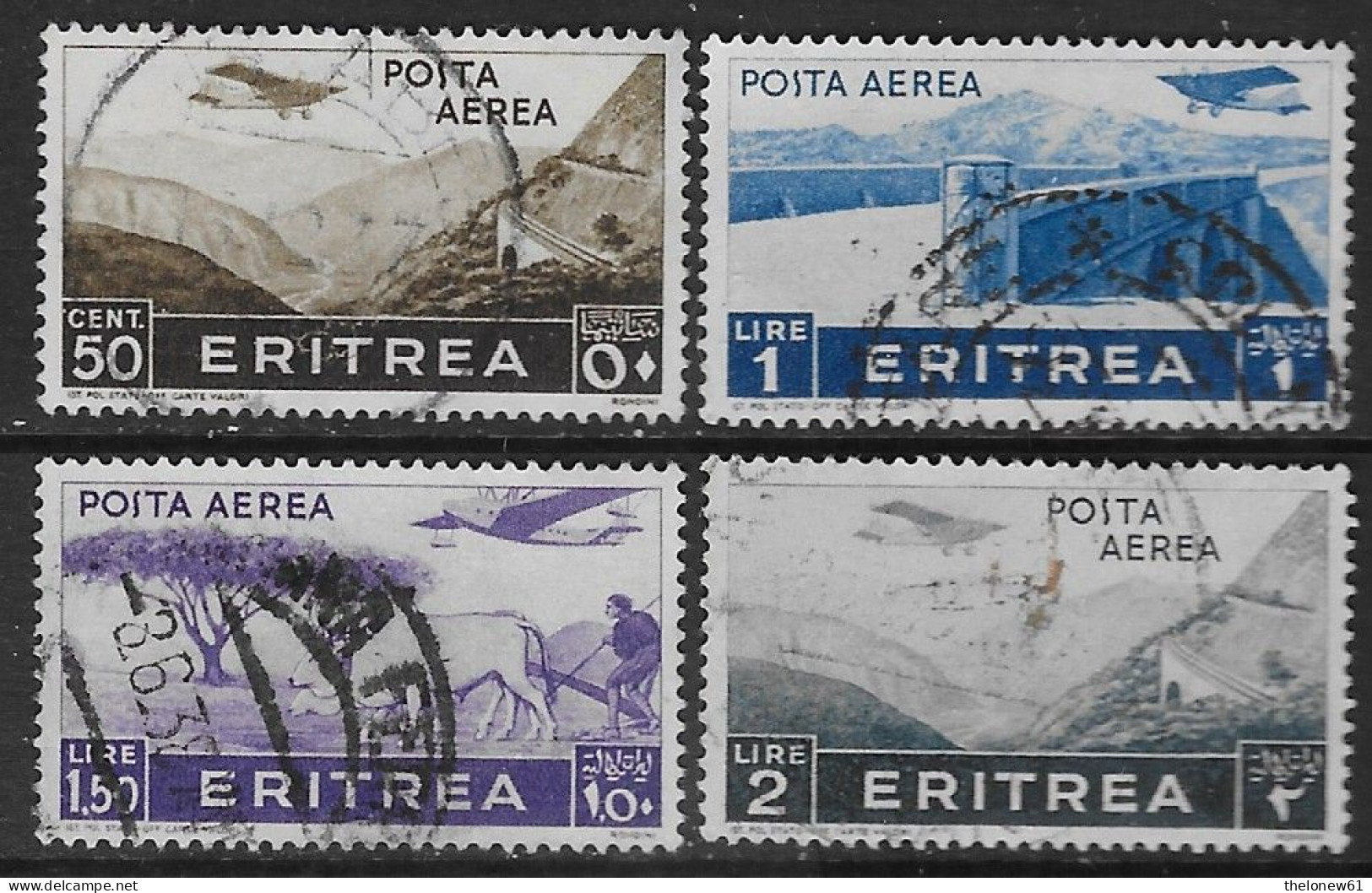 Italia Italy 1936 Colonie Eritrea Soggetti Africani Aerea 4val Sa N.A18,A21-A23 US - Eritrea