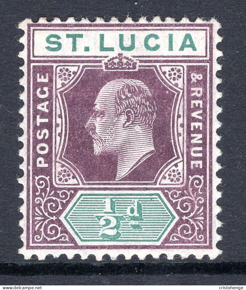 St Lucia 1904-10 KEVII - Wmk. Multiple Crown CA - ½d Dull Purple & Green HM (SG 64) - Ste Lucie (...-1978)