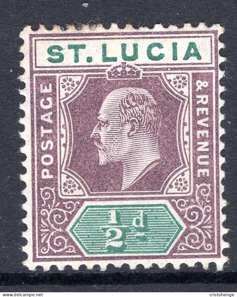 St Lucia 1904-10 KEVII - Wmk. Multiple Crown CA - ½d Dull Purple & Green HM (SG 64) - Ste Lucie (...-1978)