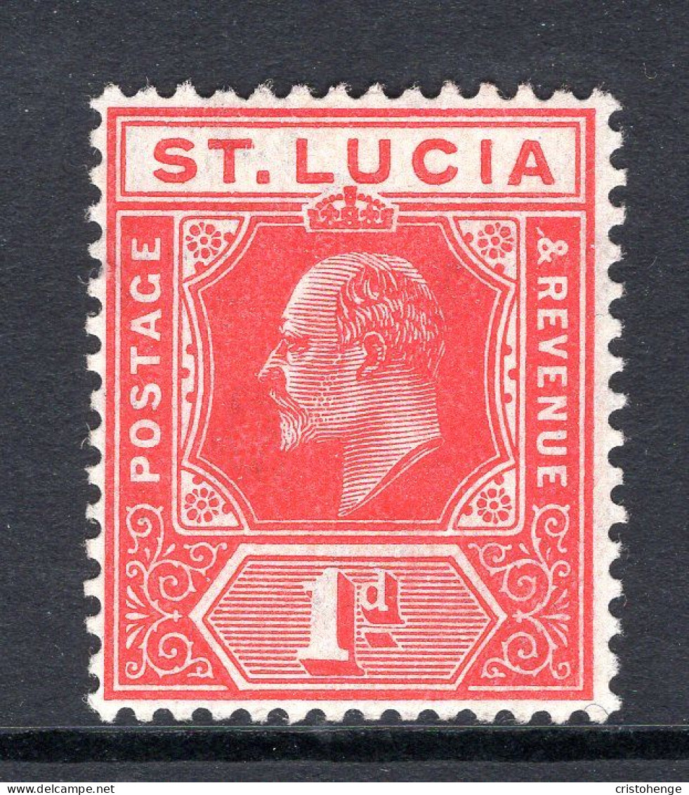St Lucia 1904-10 KEVII - Wmk. Multiple Crown CA - 1d Carmine HM (SG 67) - Ste Lucie (...-1978)
