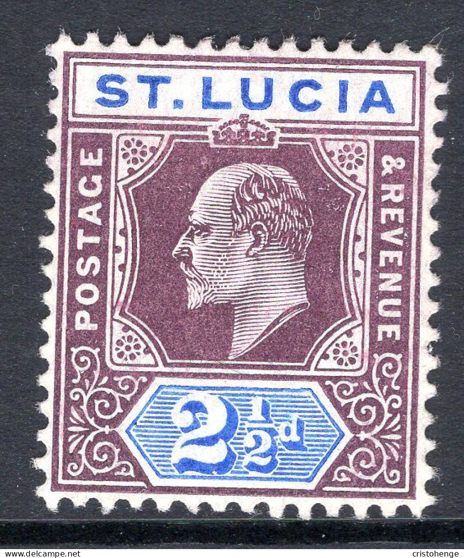 St Lucia 1904-10 KEVII - Wmk. Multiple Crown CA - 2½d Dull Purple & Ultramarine HM (SG 68) - St.Lucia (...-1978)