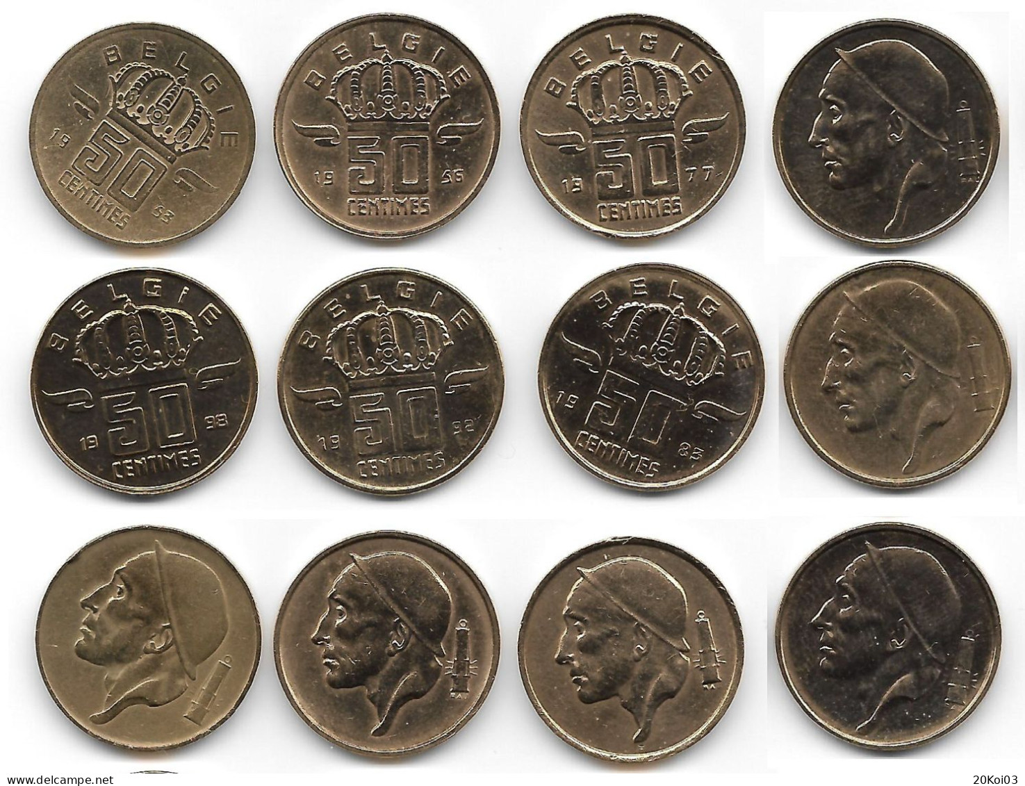50 Centimes 1953 1956 1977 1983 1992 1998 BELGIE - 50 Cents