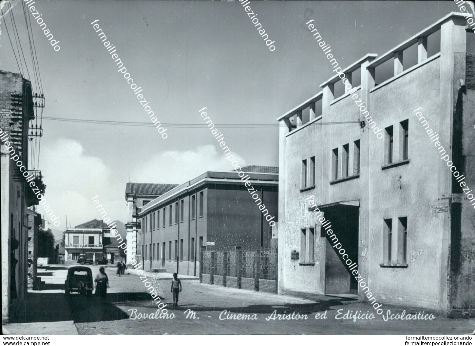 Bi86 Cartolina Bovalino Marina Cinema Ed Edificio Scolastico Reggio Calabria - Reggio Calabria