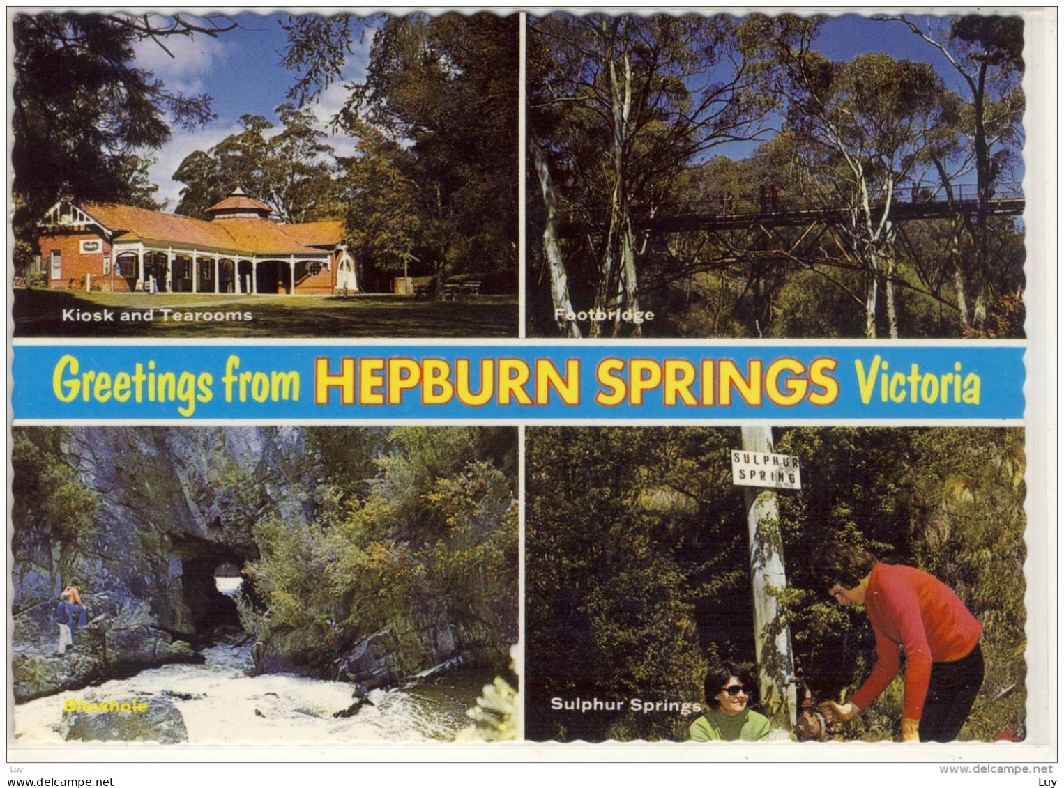 HEPBURN SPRINGS, Victoria - Multi View , Sulphur Springs, Kiosk, Footbridge,  ... Nice Stamp , - Other & Unclassified