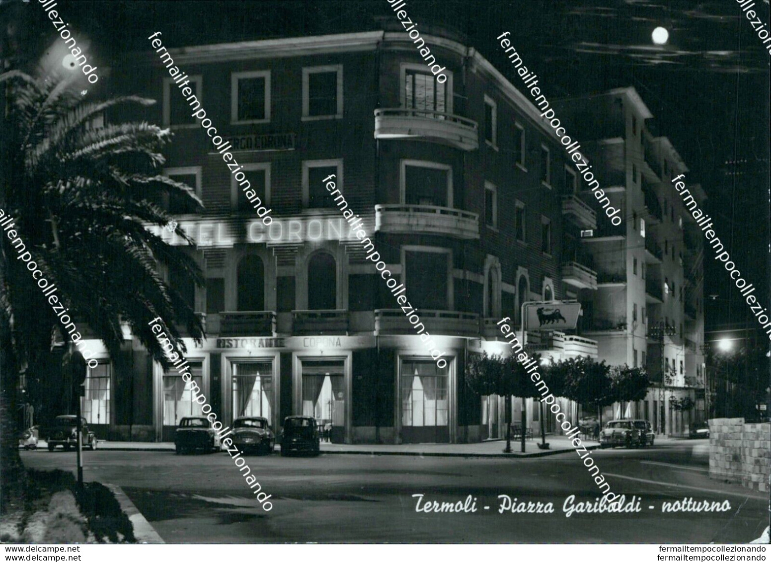 Bf543 Cartolina Termoli Piazza Garibaldi Notturno Provincia Di Campobasso - Campobasso