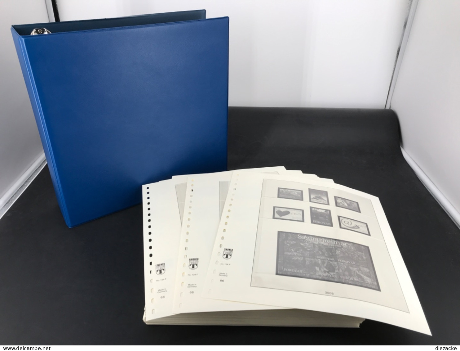 Lindner T- Blankoblätter 3 Streifen O.E. 100 Bl. & 1 Ringbinder Neuwertig ( - Blanco Pagina's