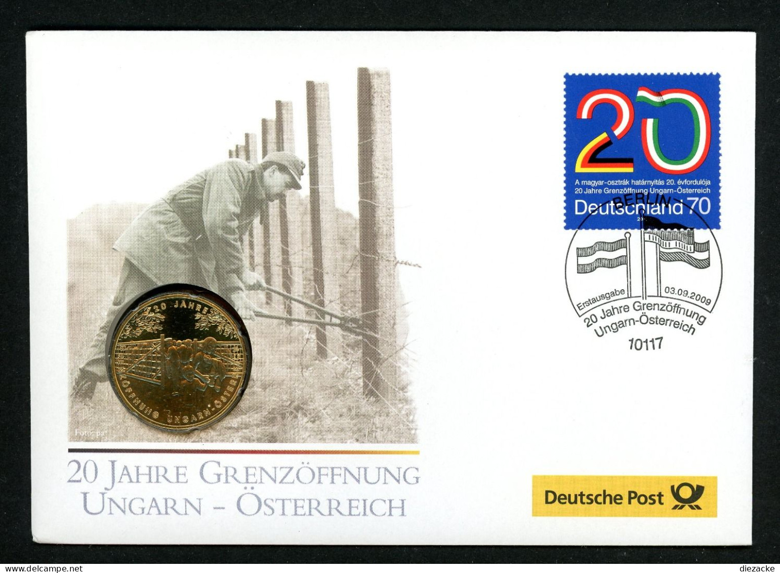 BRD 2009 Tombak Medaille "Grenzöffnung Ungarn-Österreich" Numisbrief PP (M4636 - Sin Clasificación