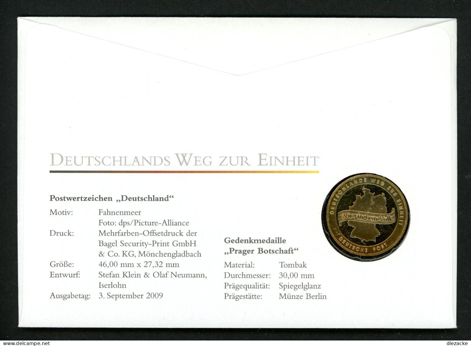BRD 2009 Tombak Medaille "Prager Botschaft" Im Numisbrief PP (M4635 - Zonder Classificatie