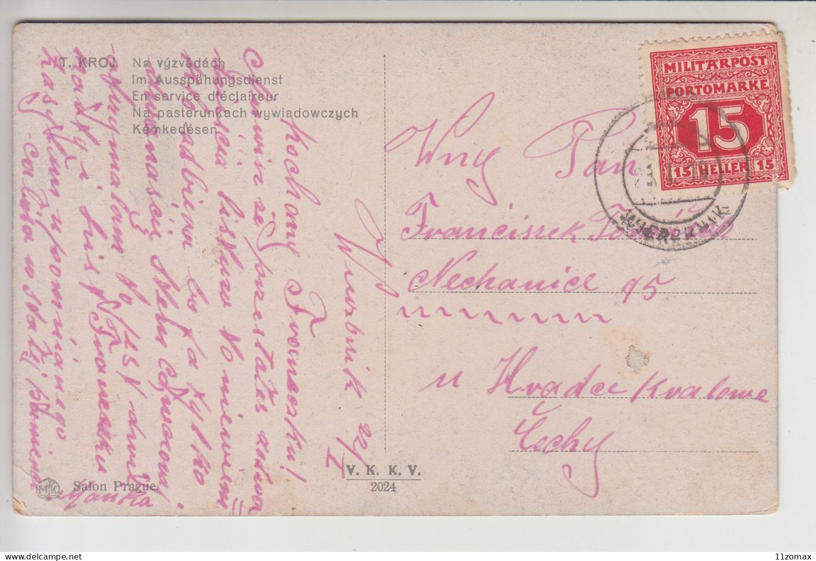 MILITARPOST PORTO Stamp Used As Regular STAMP 22.1.1919 From WIERZBENY Poland To Czech - RARE - Briefe U. Dokumente