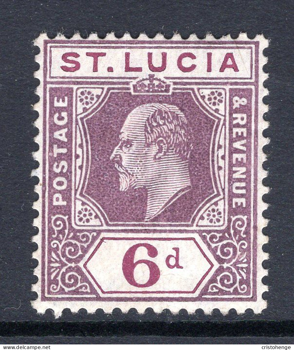 St Lucia 1904-10 KEVII - Wmk. Multiple Crown CA - 6d Dull & Bright Purple HM (SG 72ba) - Ste Lucie (...-1978)