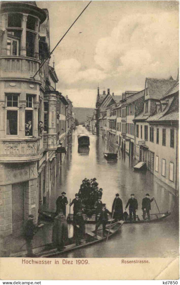Hochwasser In Diez 1909 - Rosenstrasse - Diez