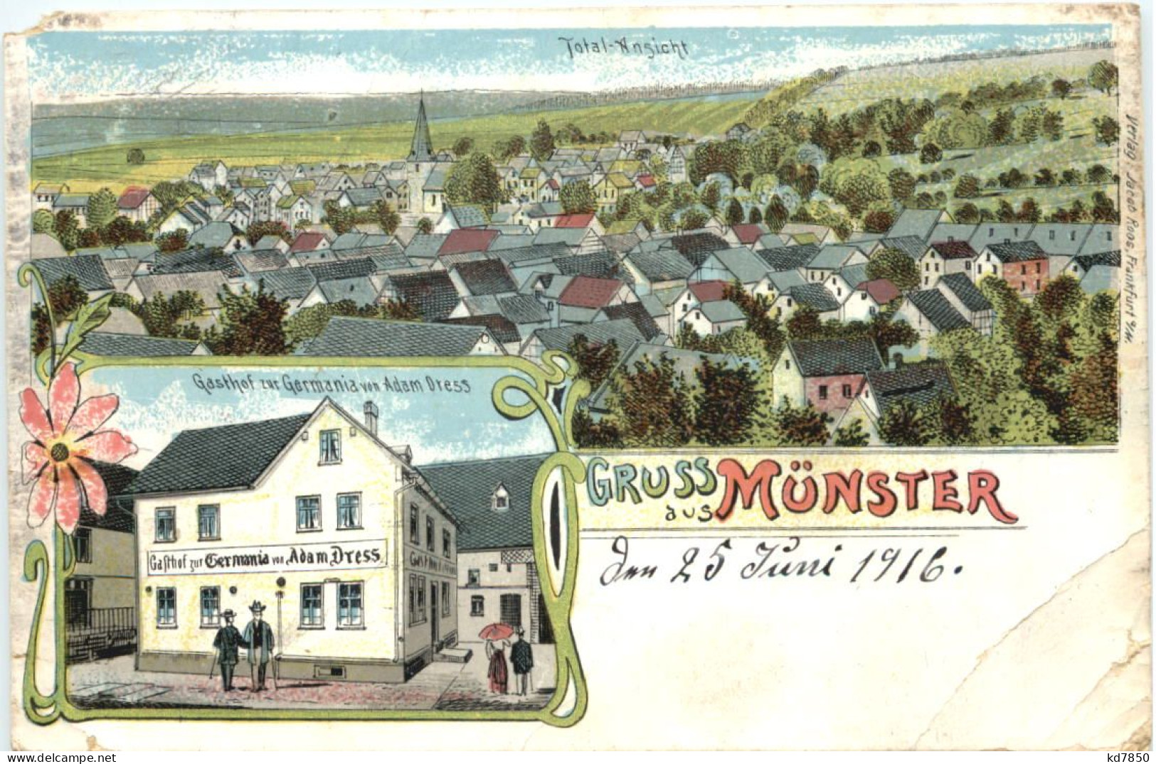 Gruss Aus Münster - Gasthof Zur Germania - Litho - Selters - Königstein