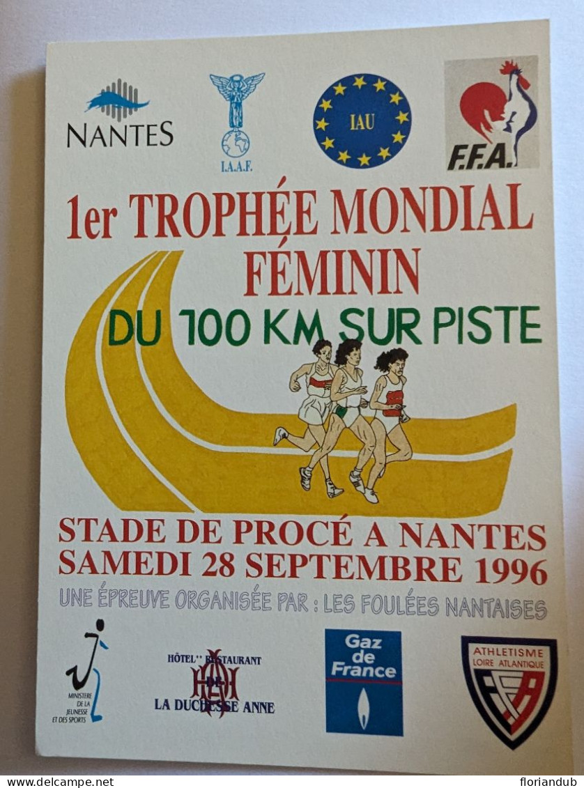 CP - Athlétisme 1er Trophée Mondial Féminin Du 100km Sur Piste Nantes 1996 - Leichtathletik