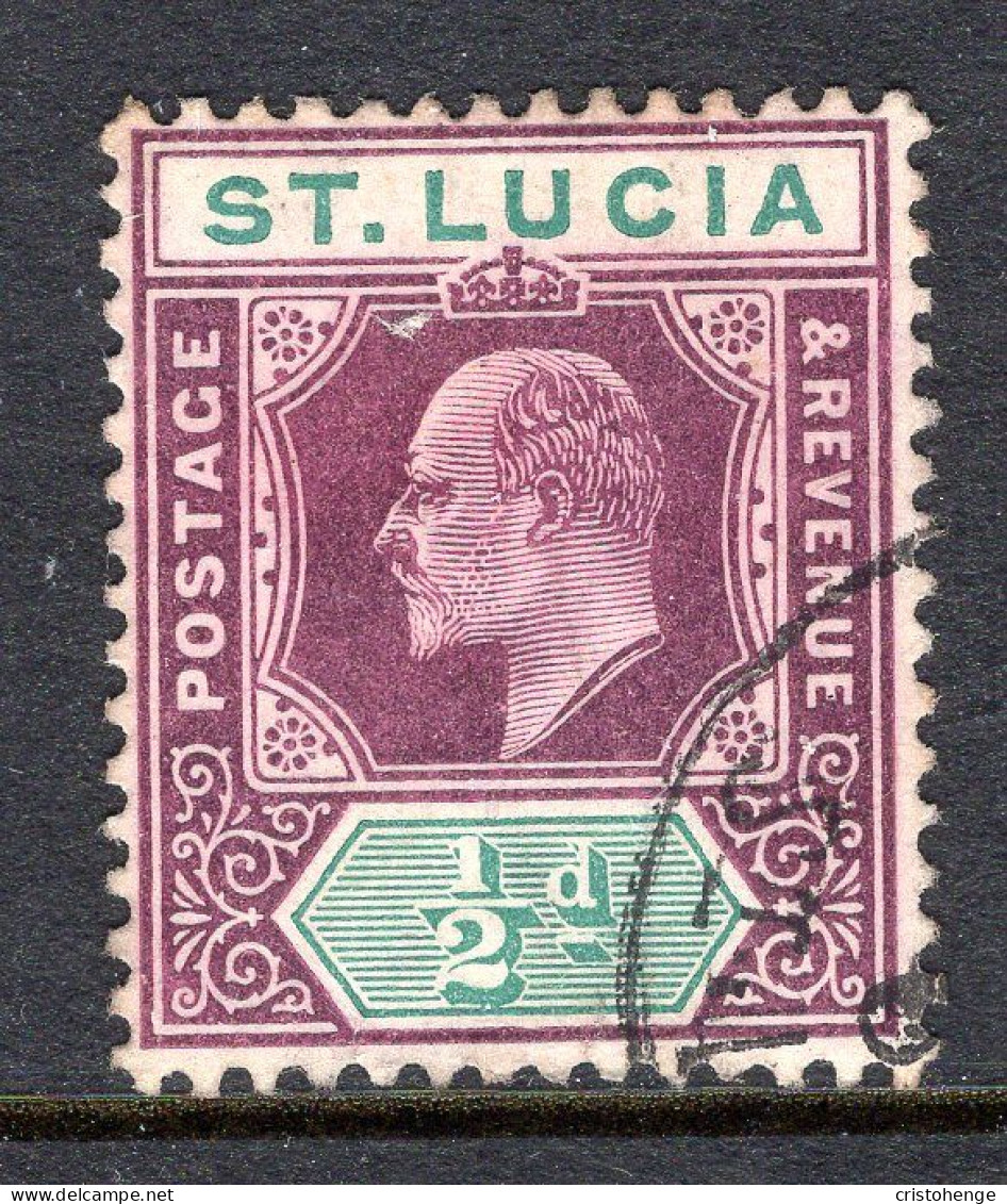 St Lucia 1904-10 KEVII - Wmk. Multiple Crown CA - ½d Dull Purple & Green Used (SG 64) - Ste Lucie (...-1978)