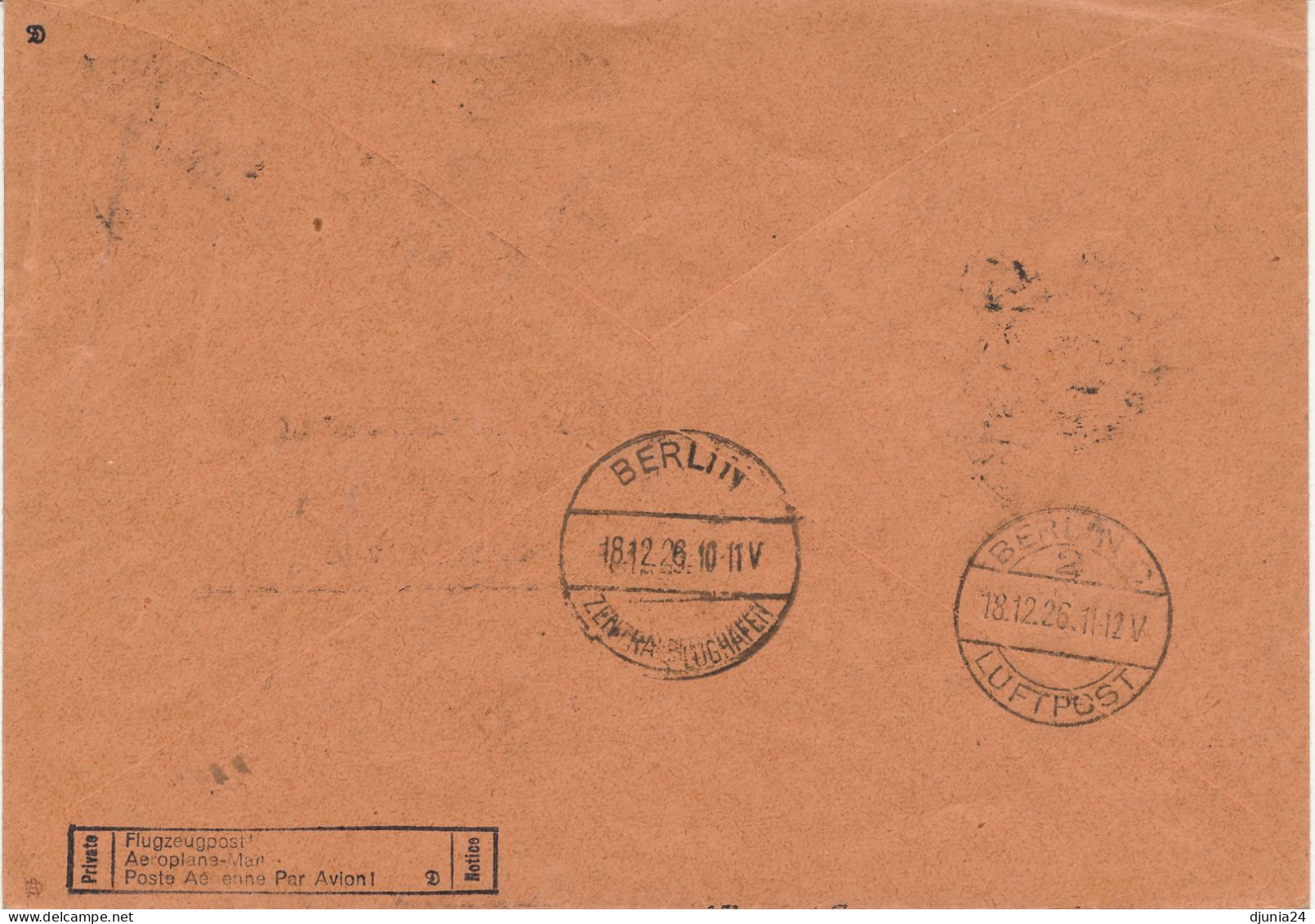 BF0709 / BERLIN / LUFTPOST  -  18.12.26  ,  Nach Hannover   -  Michel  379 , 385 - Airmail & Zeppelin