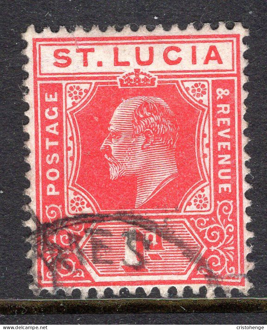 St Lucia 1904-10 KEVII - Wmk. Multiple Crown CA - 1d Carmine Used (SG 67) - St.Lucia (...-1978)