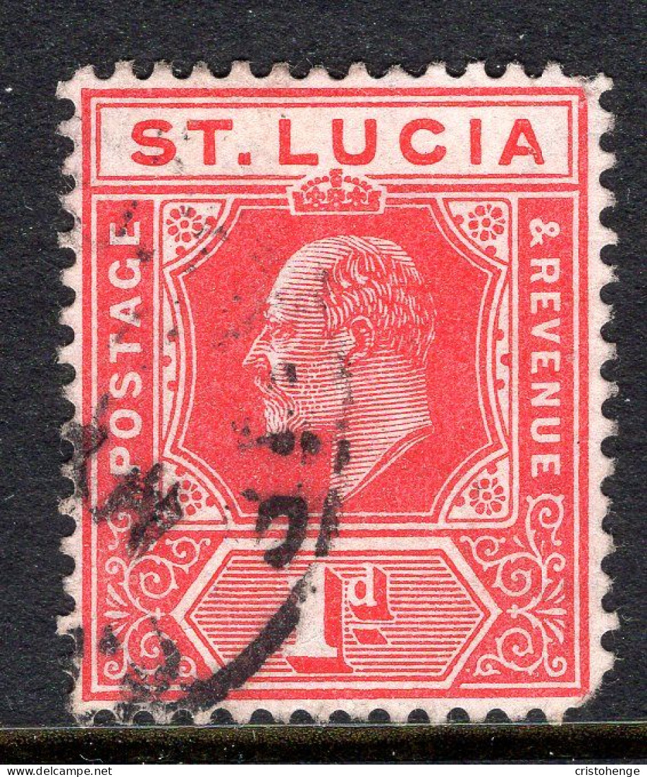 St Lucia 1904-10 KEVII - Wmk. Multiple Crown CA - 1d Carmine Used (SG 67) - St.Lucia (...-1978)