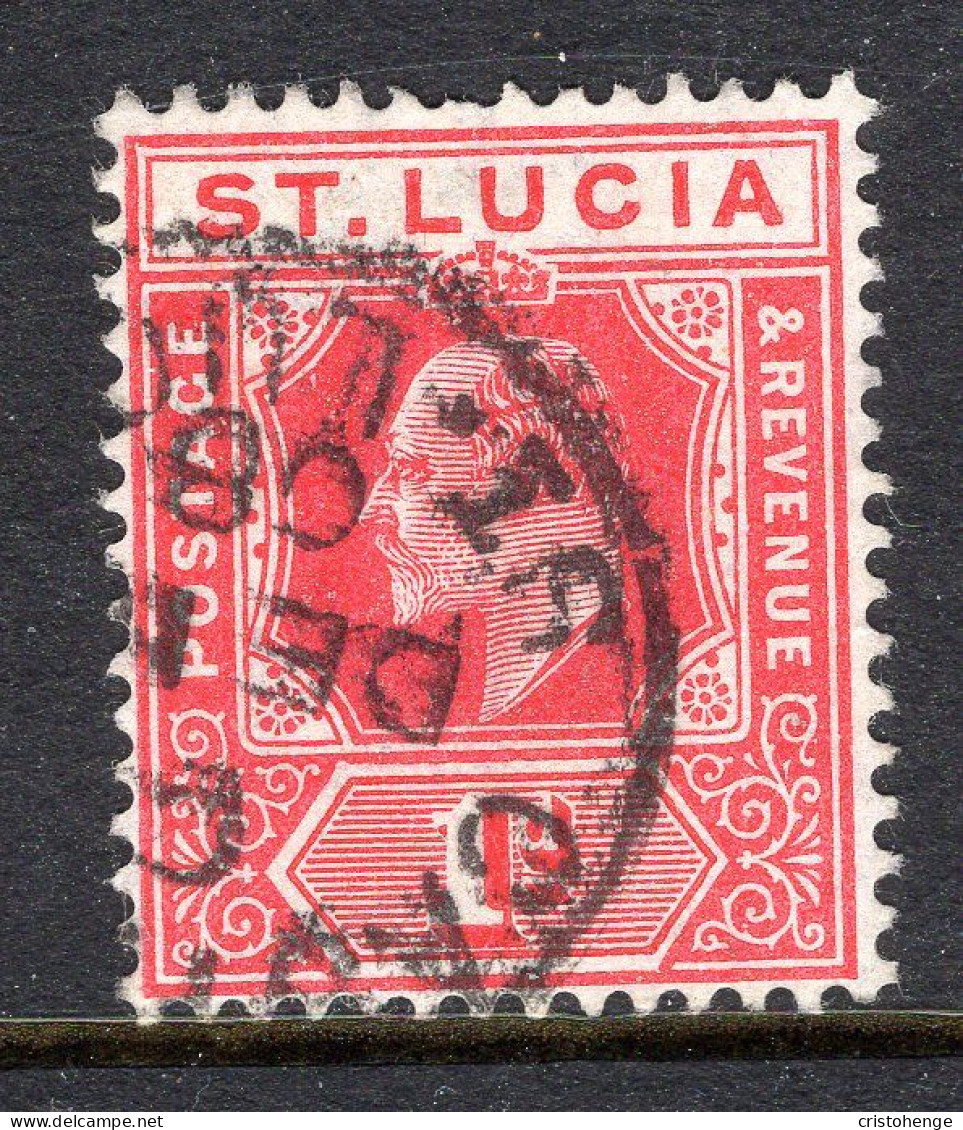 St Lucia 1904-10 KEVII - Wmk. Multiple Crown CA - 1d Carmine Used (SG 67) - St.Lucia (...-1978)