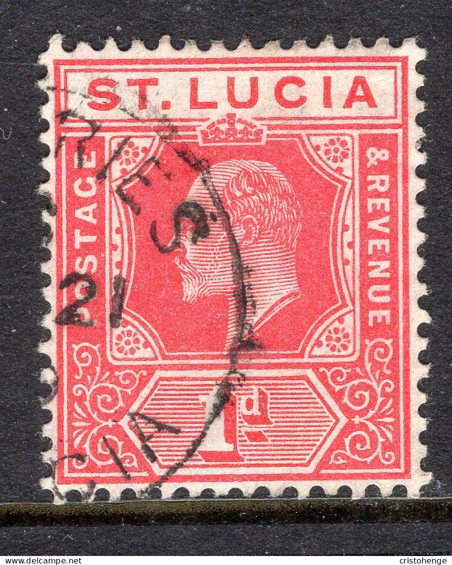 St Lucia 1904-10 KEVII - Wmk. Multiple Crown CA - 1d Carmine Used (SG 67) - St.Lucia (...-1978)